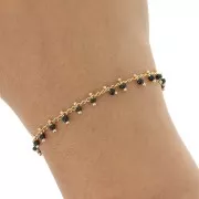 Cadena con rocallas 2 mm Jet/dorado x 50cm