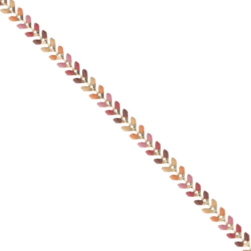 Cadena en espiga de resina epoxi 6,3mm Camel/Light rose/Gold beige x 20cm