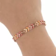 Cadena en espiga de resina epoxi 6,3mm Camel/Light rose/Gold beige x 20cm