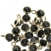 Mini Dije redondo con piedra de imitación Labradorite 7 mm dorado?