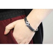 Pulsera manchette especial tejido de cuentas Miyuki 10x150 mm de Acero inox x1