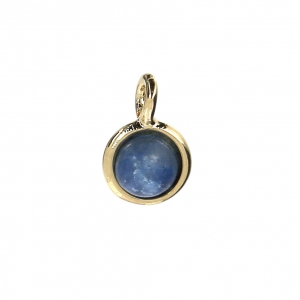 Mini dije redondo con piedra imitación de aventurina azul de 7 mm - Dorado en oro fino x1