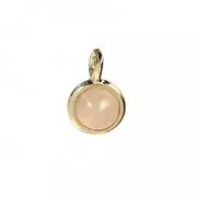 Mini dije redondo con piedra de imitación de cuarzo rosa de 7 mm - Dorado en oro fino x1