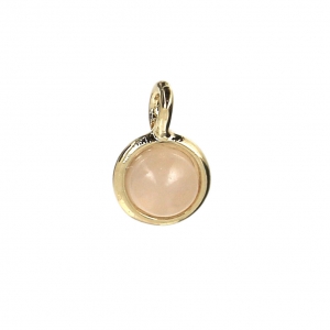 Mini dije redondo con piedra de imitación de cuarzo rosa de 7 mm - Dorado en oro fino x1