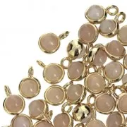 Mini Dije redondo con piedra de imitación Quartz Rosa 7 mm dorado?