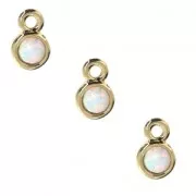 Mini Dije redondo con piedra de imitación ópale 5 mm dorado x1