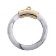 Colgante redondo de resina imitación mármol 45 mm Blanco x1|raw }}