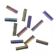 Cuentas de Rocalla Preciosa, tubos de 4x1 mm, color Blue Iris, 20 g