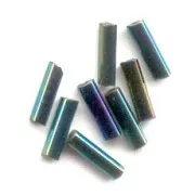 Cuentas de Rocalla Preciosa, tubos de 4x1 mm, color Green Iris, 20 g
