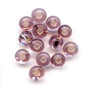 Cuentas de Rocalla Preciosa 5/0 4,5 mm - Amatista clara con ribete plateado x 20 g