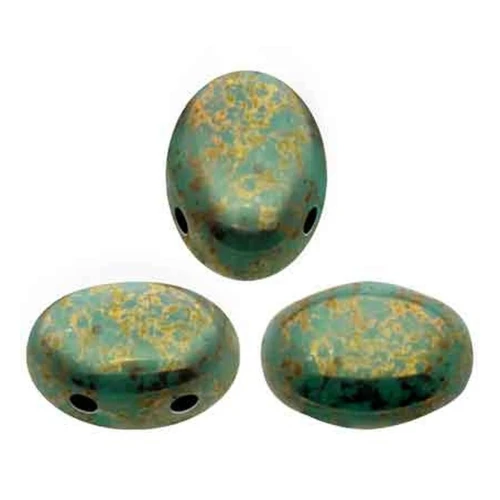 Cuentas de vidrio Samos® by Puca® 5x7 mm Opaque Green Turquesa Bronze x10g