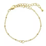 Pulsera malla forçat pulida alternada con cuentas (1x1) 2.1 mm dorado x18cm