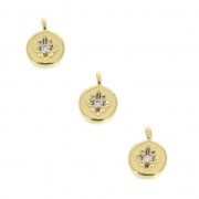 Dije Rosa De Los Vientos de latón con strass de latón 8,65 mm dorado x1