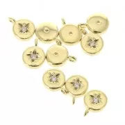 Dije Rosa De Los Vientos de latón con strass de latón 8,65 mm dorado x1