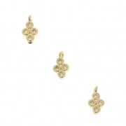 Mini dije cruz con strass de latón 7.1x3.9 mm dorado x1