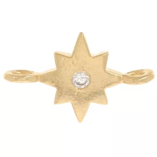 Entrepieza 2 Anillos Rosa de los vientos 10x6 mm - Dorado con oro fino x1