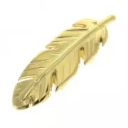 Cuenta doble pluma para cordón plano 10 mm 43.5x12.7 mm Dorado con oro fino x1