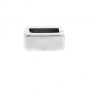 Cuenta pasante rectangular 4x8.5 mm para 2 cordones de 3 mm plateado envej x1