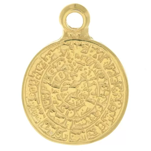 Colgante medalla Disco de Festos (phaestos) 16 mm Dorado con oro finox1