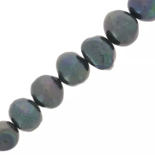 Perlas Barrocas Irregulares de Agua Dulce - 11x10 mm Grado AA Verde Oscuro Irisé x5