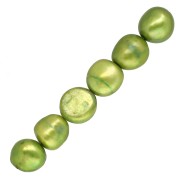 Cuentas de agua dulce irregulares teñidas, 9x8 mm - Verde x6
