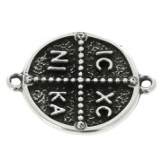 Entrepieza redonda 2 anillas Símbolos Religioso cruz 23x18 plateado envejecida x1|raw }}