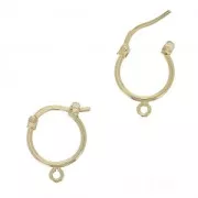 Pendientes aros con anilla 12 mm Chapado de Oro 3 micras x2