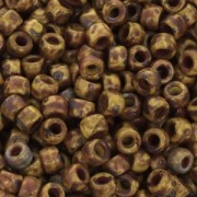 Cuentas de Rocalla Matubo 7/0 - 3,5 mm, amarillo opaco Picasso, 10 g