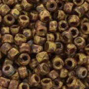 Cuentas de Rocalla Matubo 7/0 - 3,5 mm, amarillo opaco Picasso, 10 g