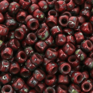 Cuentas de Rocalla Matubo 7/0 - 3,5 mm Rojo Picasso opaco x 10 g