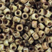 Cuentas de Rocalla Matubo 7/0 - 3,5 mm, blanco opaco Picasso, 10 g