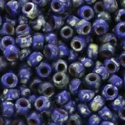 Cuentas de Rocalla Matubo 7/0 - 3,5 mm, azul opaco Picasso, 10 g