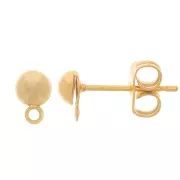 Pendientes con trasera media-bola  4 mm dorado con oro fino x4