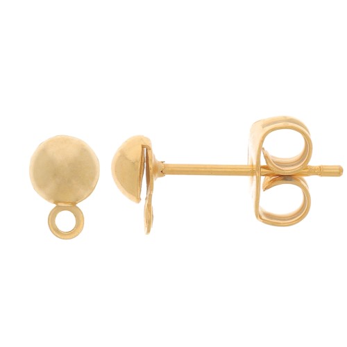 Pendientes con trasera media-bola 4 mm dorado con oro fino x4