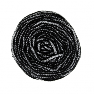 Bobina de cordón para macramé Rayon Air 4 mm Plateado / Negro x 50m