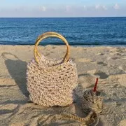 Bobina de cordón para macramé Rayon Air 4 mm Dorado / Negro x 50m