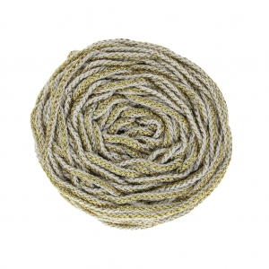 Bobina de cordón para macramé Rayon Air 4 mm Dorado / Blanco x 50m
