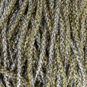 Bobina de cordón trenzado para macramé Rayon Air 4.5 mm Plateado / Dorado x 50m