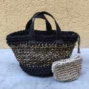 Bobina de cordón trenzado para macramé Rayon Air 4.5 mm Plateado / Dorado x 50m