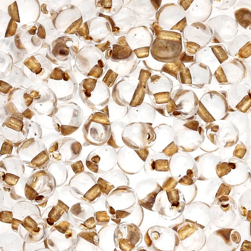 Mini-gotas Miyuki 3.4 mm DPF35 - Crystal Spkl Met Gold Lined x8g