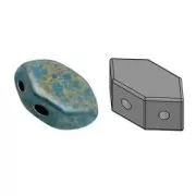 Cuentas de vidrio Paros® de Puca® 7x4 mm Opaque Aqua Deep Gold x10g