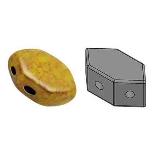 Cuentas de vidrio Paros® de Puca® 7x4 mm Opaque Jonquil Luster Bronze x10g