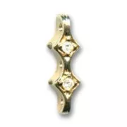 Separador 3 vías 17x5 mm dorado strass Crystal x1