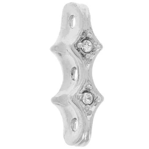 Separador 3 vías 17x5 mm rodio strass Crystal x1