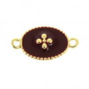 Entrepieza 2 anillas motivo cruz de resina epoxi 15x8.5 mm dorado/Dark Red|raw }}