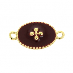 Entrepieza 2 anillas motivo cruz de resina epoxi 15x8.5 mm dorado/Dark Red