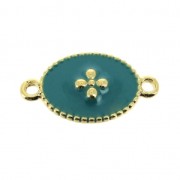 Entrepieza motivo cruz de resina epoxi 15x8.5 mm dorado con fino /Green Turquesa|raw }}