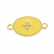 Entrepieza 2 anillas motivo cruz de resina epoxi 15x8.5 mm Dorado con oro Amarillo|raw }}