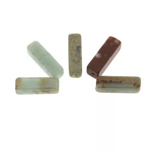 Cuentas Tubos de Regalita teñidos 13x4.5 mm Jade x5
