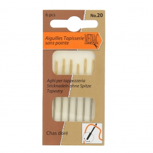 Agujas tapicería ojo dorado sin punta con extremo redondo Mediac n°20 x6